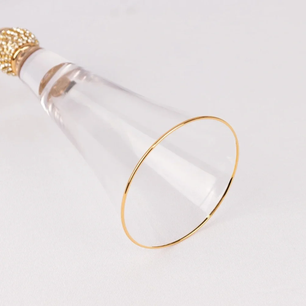 Set of 3 Z Gallerie Elegant Gold and Clear Champagne Flutes
